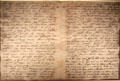 Page from diary of Mexican Lt. Col. José de la Peña which records death of William B. Travis at the Alamo at Bullock Texas State History Museum. Austin, TX.