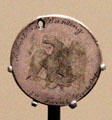 Texas Ranger dog tag of Rev. Robert Franklin Bunting who served in Civil War at Bullock Texas State History Museum. Austin, TX.