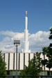 Spire of Ogden Mormon Temple with angel Moroni statue. Ogden, UT.