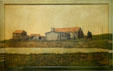 Painting of Wells Fargo Stage Station at Willow Springs by Francis Horspool at Utah Museum of Fine Art. Salt Lake City, UT.