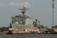 Imperial Docks shipyard with USS McClusky Oliver Hazard Perry-class frigate. Norfolk, VA.