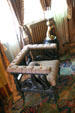 Chair with carved pelican arms in second bedroom of Hunter House museum. Norfolk, VA.
