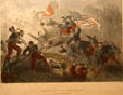 Graphic of Burnside Expedition's Capture of Roanoke Island by Charge of Zouaves by F.O.C. Darley & J.J. Crew at Hampton Roads Naval Museum. Norfolk, VA.