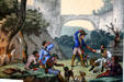 Wallpaper Paysage a Chasse by Jean Zuber in drawing room of Ash Lawn-Highland. Charlotttesville, VA.