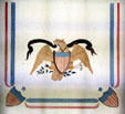 Shade with painted eagle in U.S. Grant's HQ cabin at Hopewell. Hopewell, VA.