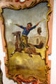 Carousel painted panel of Rough Rider firing two six-guns symbolic of Spanish-American War in circus building at Shelburne Museum. Shelburne, VT.