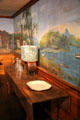 Colonial Revival dining room with painted wallpaper removed for café in France at Shelburne Museum. Shelburne, VT.