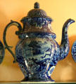 General Lafayette at Benjamin Franklin's Tomb transfer printed teapot from Staffordshire, England at Shelburne Museum. Shelburne, VT.
