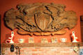 Carved eagles over mantle in Ogden M. Pleissner's studio in Pleissner Gallery at Shelburne Museum. Shelburne, VT.