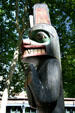 Bear totem pole by Duane Pasco in Occidental Park. Seattle, WA.