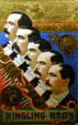 Ringling Bros poster showing five brothers in trademark mustaches & tuxes at Circus World Museum. Baraboo, WI.