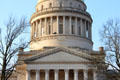 Portico pediment & temple columns at West Virginia State Capitol. Charleston, WV.