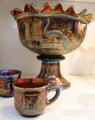 Glass Punch Bowl & Two Cups by H. Northwood & Co., Wheeling, WV at Huntington Museum of Art. Huntington, WV.