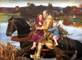 Dream of the Past: Sir Isumbras at the Ford painting by John Everett Millais at Lady Lever Art Gallery. Liverpool, England.