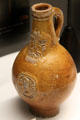 Stoneware bottle from Frechen, Germany used for alcoholic export at Walker Art Gallery. Liverpool, England.