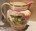 Earthenware lusterware jug transfer-printed & painted with ship scene made in Sunderland at Walker Art Gallery. Liverpool, England.