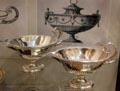 Silver sauceboats from Sir Watkin Williams-Wynn's dinner service by John Carter of London at National Museum of Wales. Cardiff, Wales.