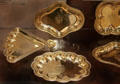 Silver gilt dessert dishes from Sir Watkin Williams-Wynn's dinner service by John Carter of London at National Museum of Wales. Cardiff, Wales.