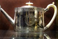 Silver teapot by George Smith II & Thomas Hayter, silversmiths at National Museum of Wales. Cardiff, Wales.