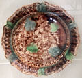 Creamware dish with "Whieldon" glazes from Staffordshire at National Museum of Wales. Cardiff, Wales.