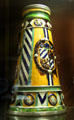 Earthenware & pewter jug made in Nuremberg, Germany at National Museum of Wales. Cardiff, Wales.
