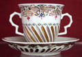 Porcelain beaker & saucer by Böttger for Meissen Porcelain Manuf. of Germany at National Museum of Wales. Cardiff, Wales.