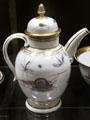 Porcelain coffee pot with snail & insects design from Doccia, Italy at National Museum of Wales. Cardiff, Wales.