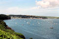 Pleasure boats in bay on Pembrokeshire coast. Wales.