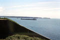 Freighter off Pembrokeshire coast. Wales.