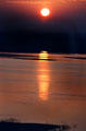 Sunrise over lake at Sardar Sammand. India.